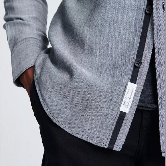 Rag and Bone - Men's Fit 2 Tomlin Shirt - Black and White Herringbone - size M - Picture 5 of 16